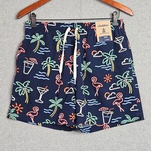 Chubbies Mens The Neon Lights 5.5 Stretch Swim Trunks Navy Flamingo Medium NEW